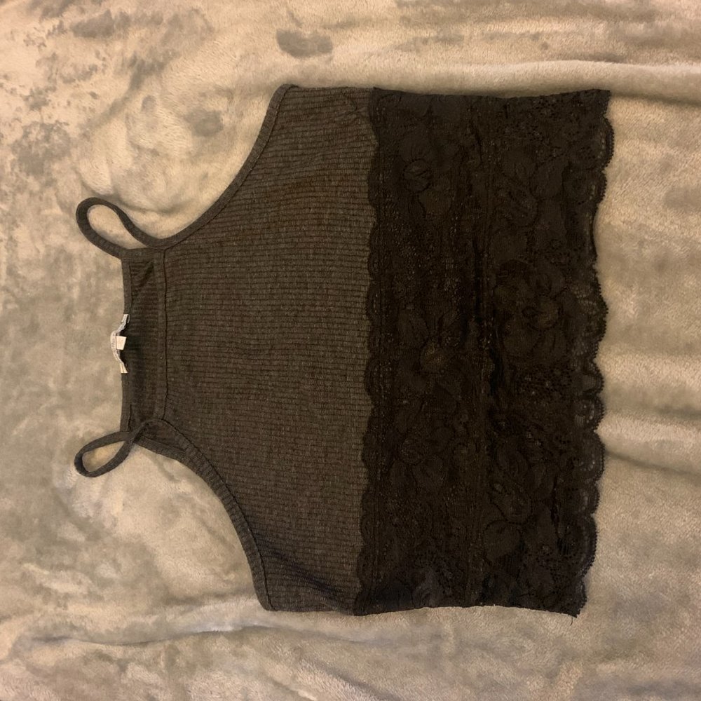 Laced Black/Grey Crop Top